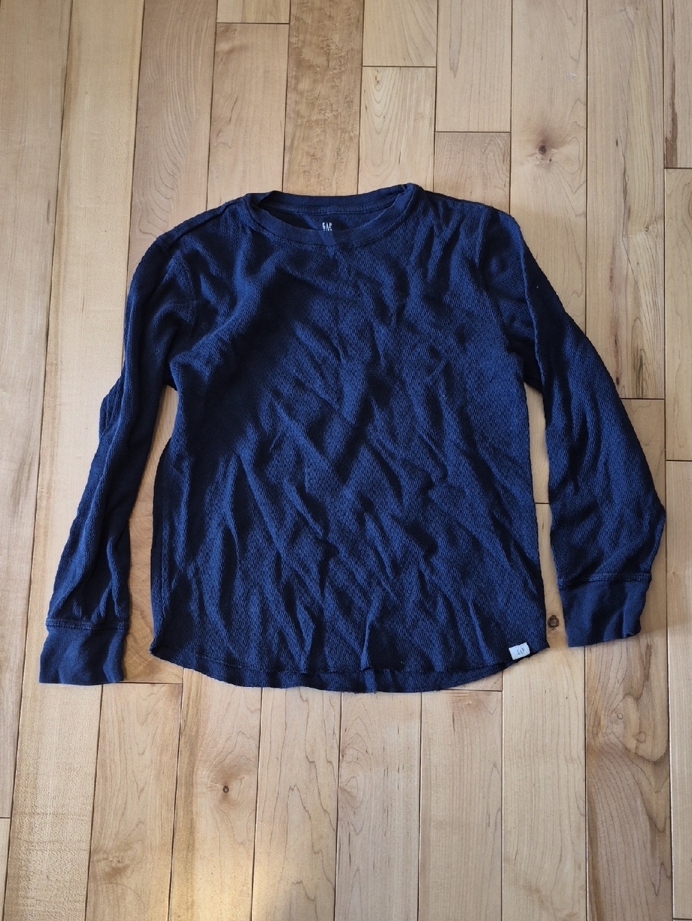 Girls Size 10/12 GAP  Navy Textured Waffle Long Sleeve Top